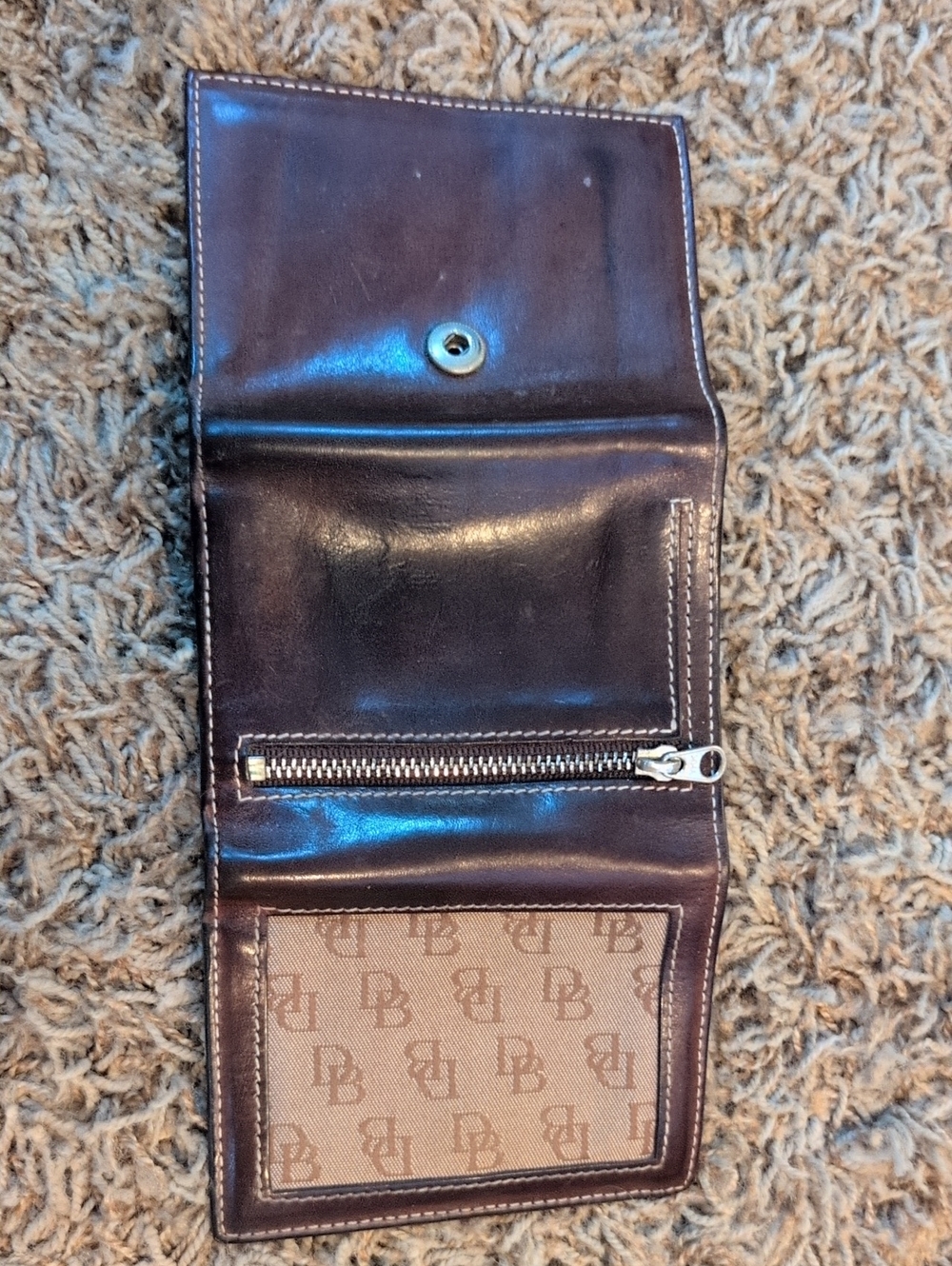 Dooney & Bourke Brown Monogram Canvas & Dark Brown Leather Card Holder - Picture 3 of 3